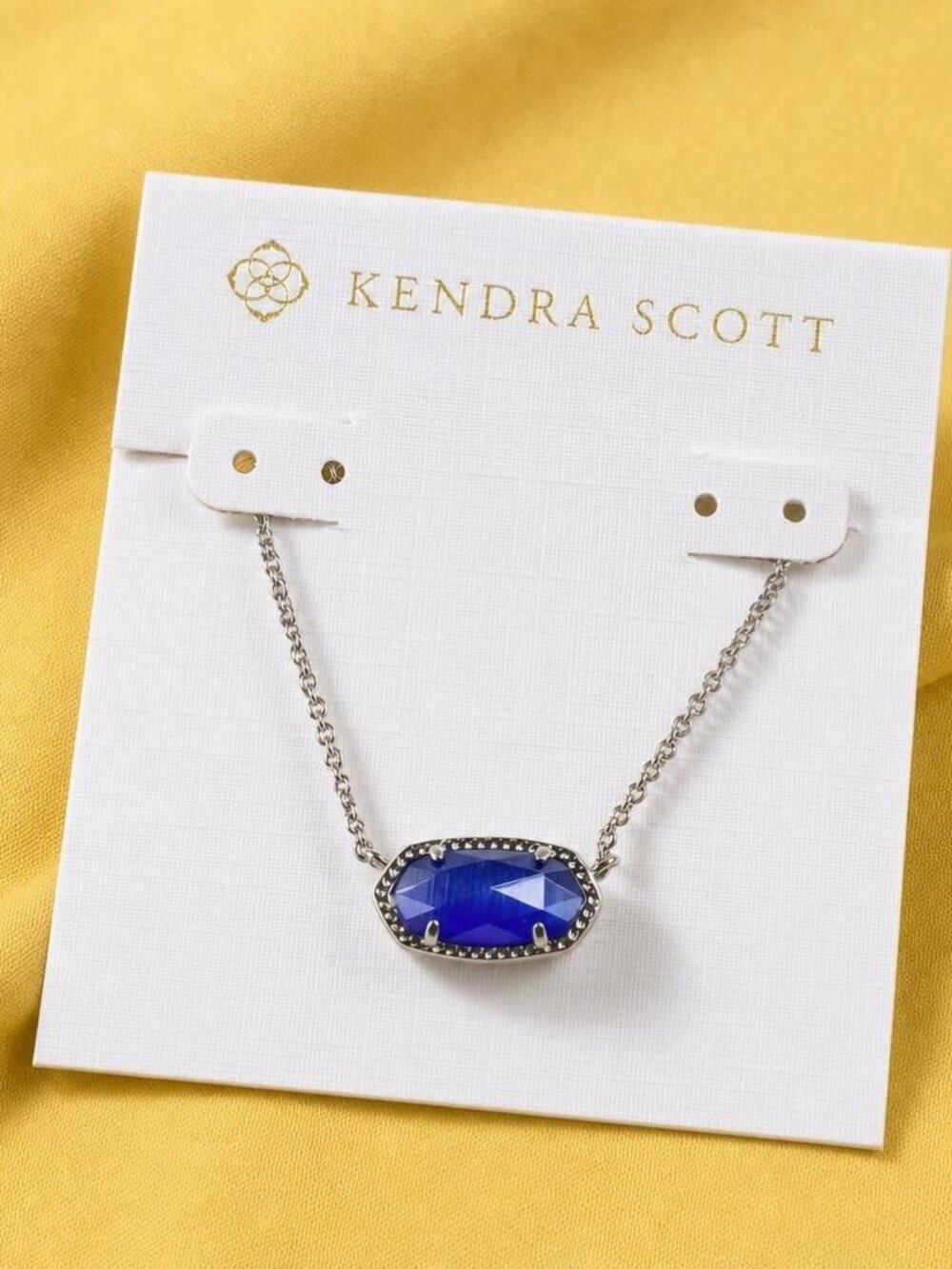 Kendra Scott Elisa Silver Cobalt Cat's Eye Necklace